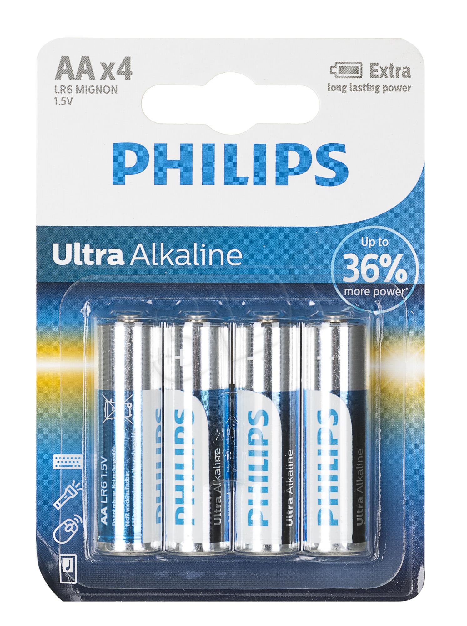 Philips Ultra Alkaline AA -  4 szt akumulators, baterija portatīvajiem datoriem