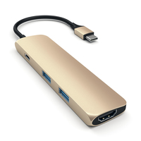 Satechi Type-C USB Passthrough HDMI Hub Gold USB centrmezgli