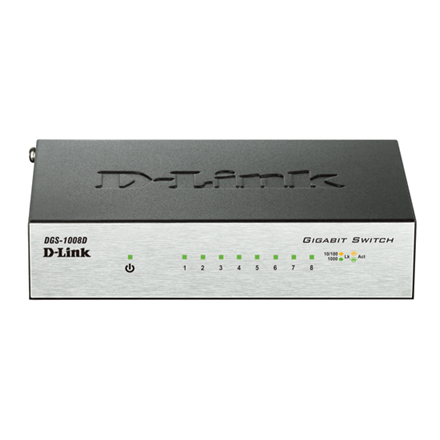 D-Link Switch DGS-1008D Unmanaged, Desktop, 1 Gbps (RJ-45) ports quantity 8, Power supply type Single komutators