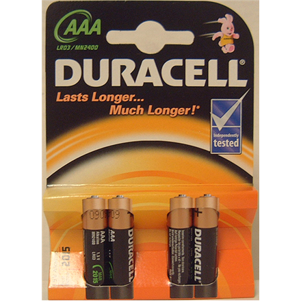 Duracell AAA/LR03, Alkaline Basic MN2400, 4 pc(s) Baterija