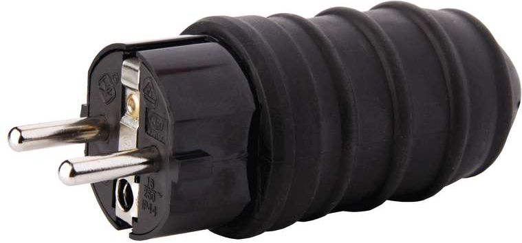 Emos Wtyczka gumowa 10/16A 250V 2P+Z IP44 czarna (P0050) P0050 (8592920000366) adapteris