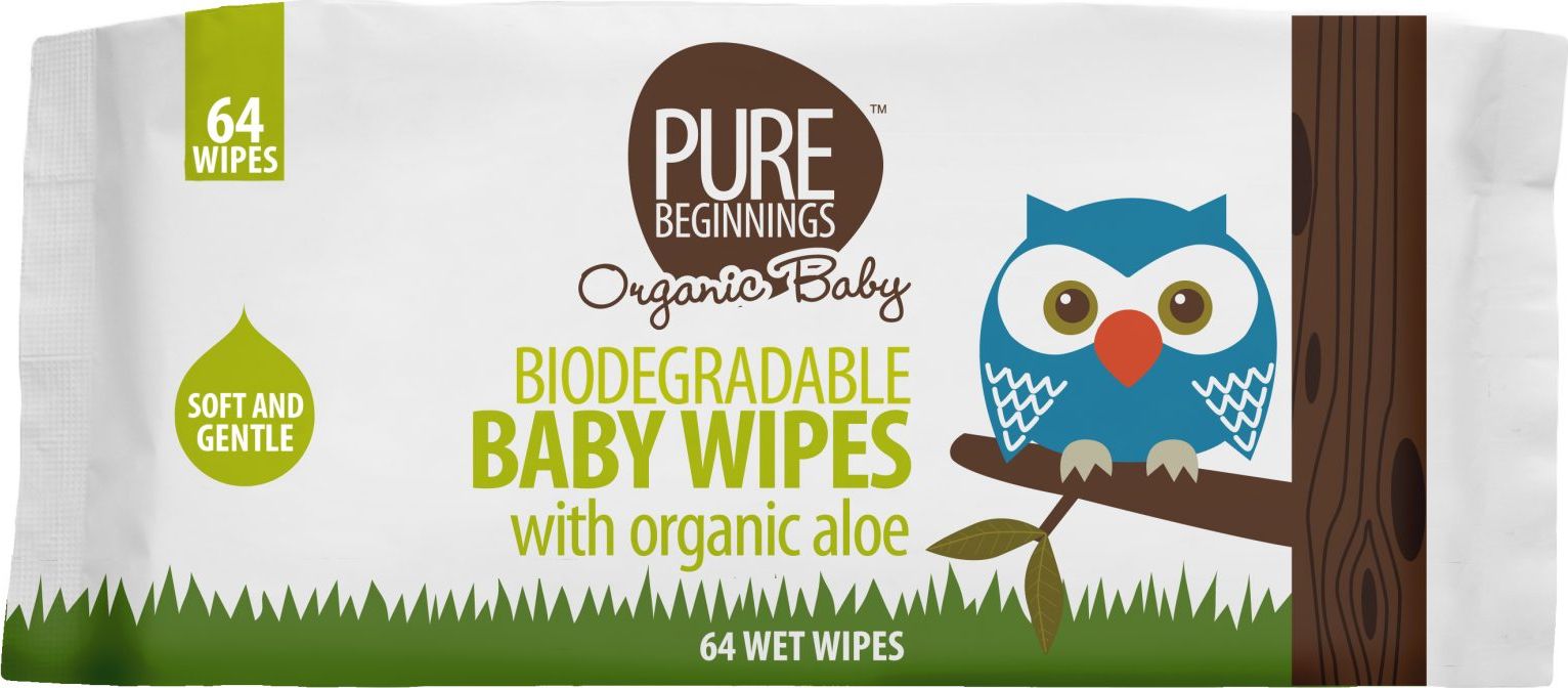 Pure Beginnings Biodegradowalne chusteczki nawilzane z organicznym aloesem 64 szt. PBO00352 (6009824780352)