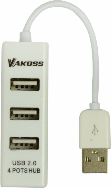VAKOSS Hub USB 2.0, 4 ports TC-234UX black karšu lasītājs