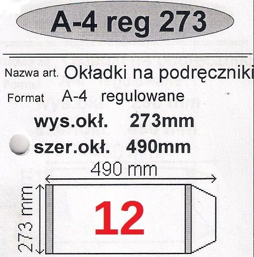 Narnia OKLADKI NA PODRECZNIK A4 REGULOWANE NR.12 - 273mm OPAKOWANIE 25 SZT NARN0015 (5907443800387)