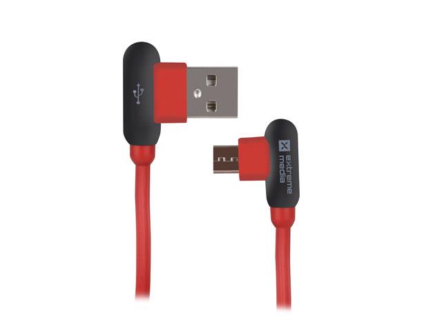 Cable micro USB BM-AM Extreme Media 1m angled left/right red USB kabelis