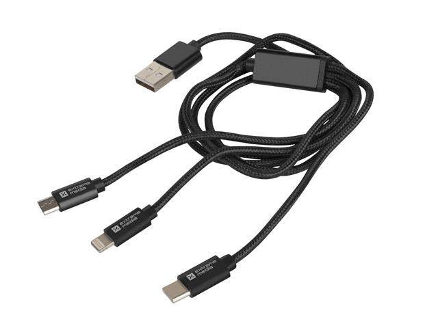 Cable micro USB, USB-C Lightning combo 1m USB kabelis