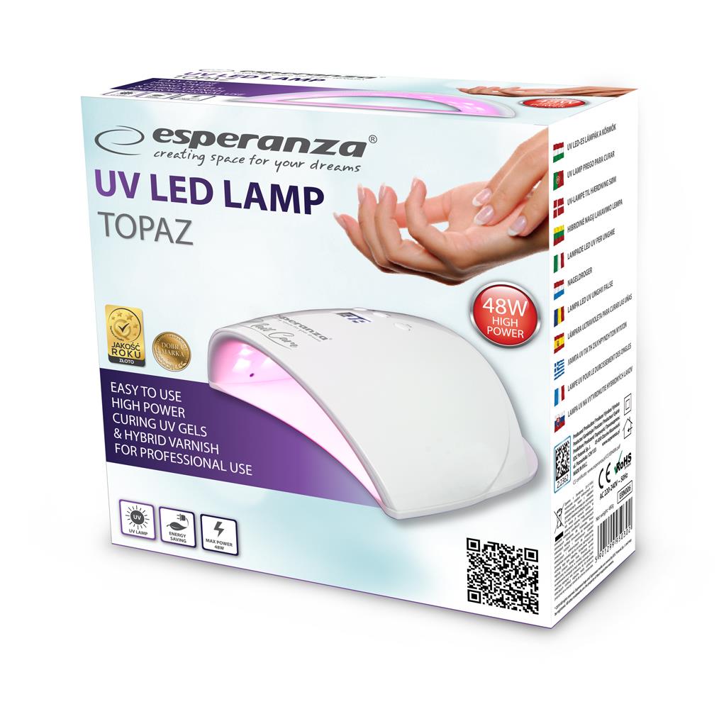 ESPERANZA EBN006 TOPAZ - UV LAMP FOR CURING HYBRID NAIL POLISHES AND GELS 48W