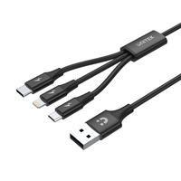 UNITEK Cable USB 3in1 Black aksesuārs mobilajiem telefoniem