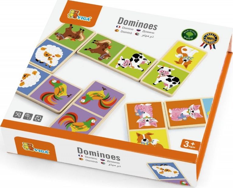 Viga Drewniana gra Domino Farma Viga Toys 28 elementow 6934510513061 (6934510513061) galda spēle