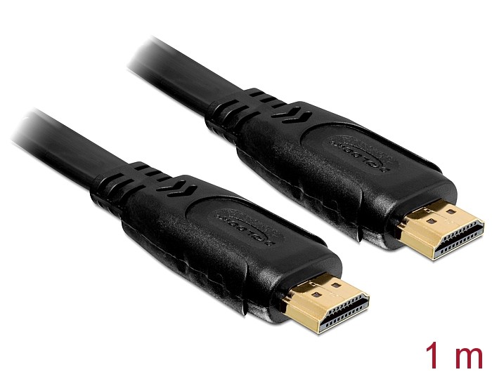 HDMI Flachkabel Delock Ethernet A -> A St/St 1.00m 4K kabelis video, audio