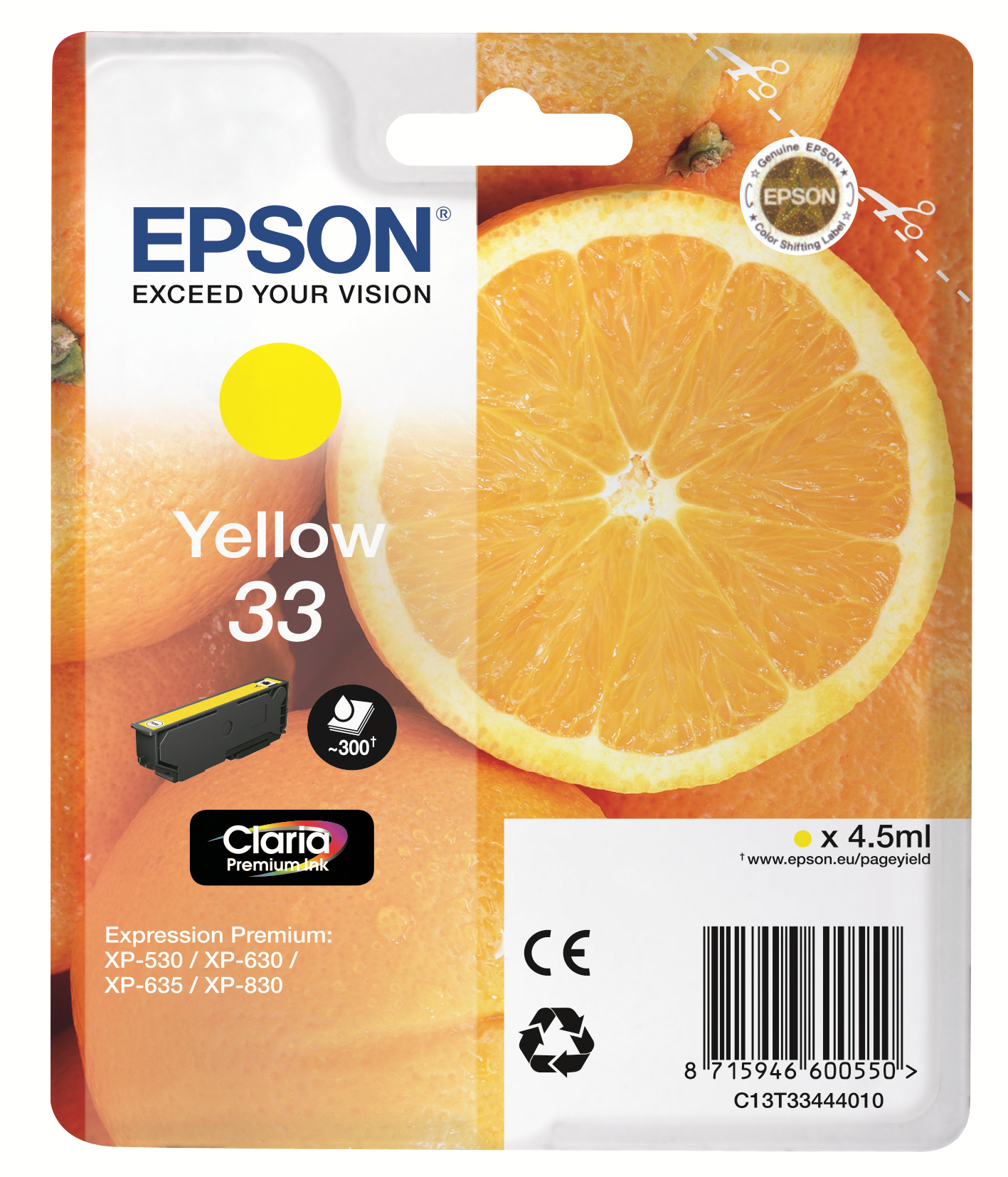 Premium Ink Epson Singlepack Yellow 33 kārtridžs