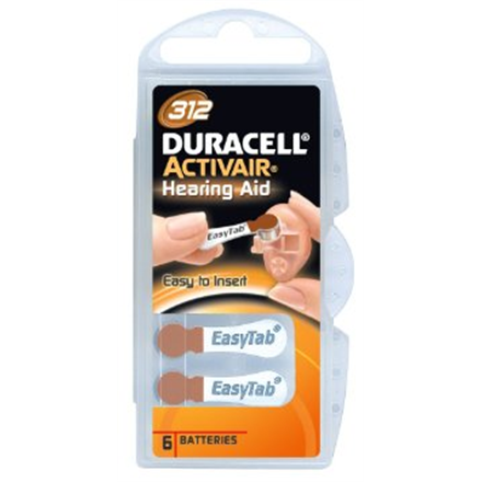 Duracell A312/DA312/ZL312, Zinc air cells, 6 pc(s) Baterija