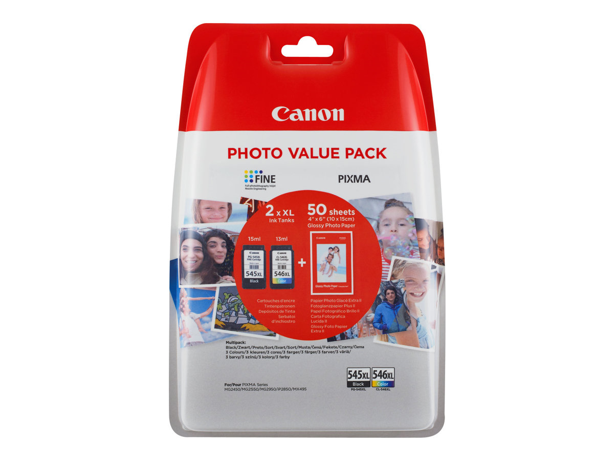 Canon PG-545XL | CL-546XL Colour Value Pack + Photo Paper 50 sheets kārtridžs