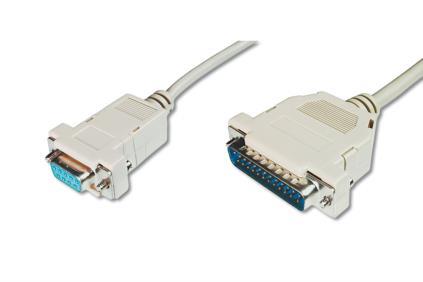 ASSMANN LPT Connection Cable DSUB25 M (plug)/DSUB9 F (jack) 3m grey kabelis video, audio