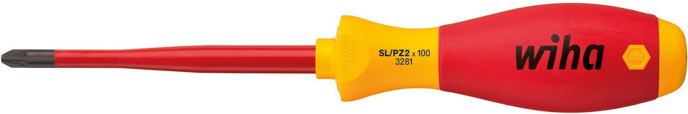 Wiha Slotted screwdriver SL / PZ1 SlimFix insulated (36329)