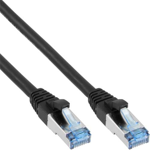 InLine Patchkabel Cat.6A, S/FTP (PiMf), 500MHz, black, 1m tīkla kabelis
