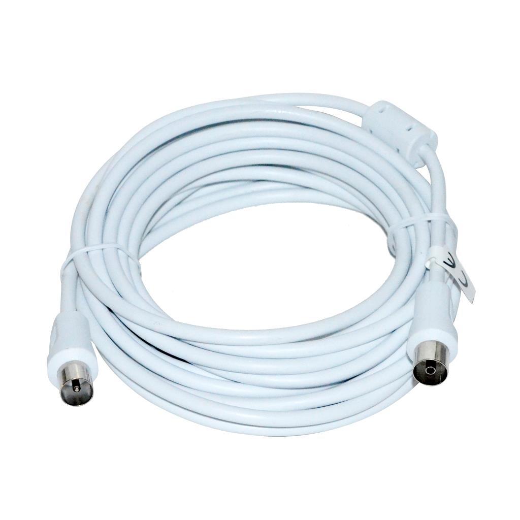 Vakoss Coaxial cable TV (antenna) M/F, ferrite, 5m TC-A745W white kabelis, vads
