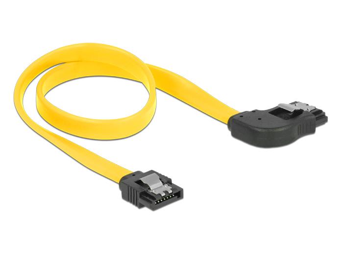 Delock Cable SATA 6 Gb/s male straight > SATA male right angled 30 cm yellow met kabelis datoram