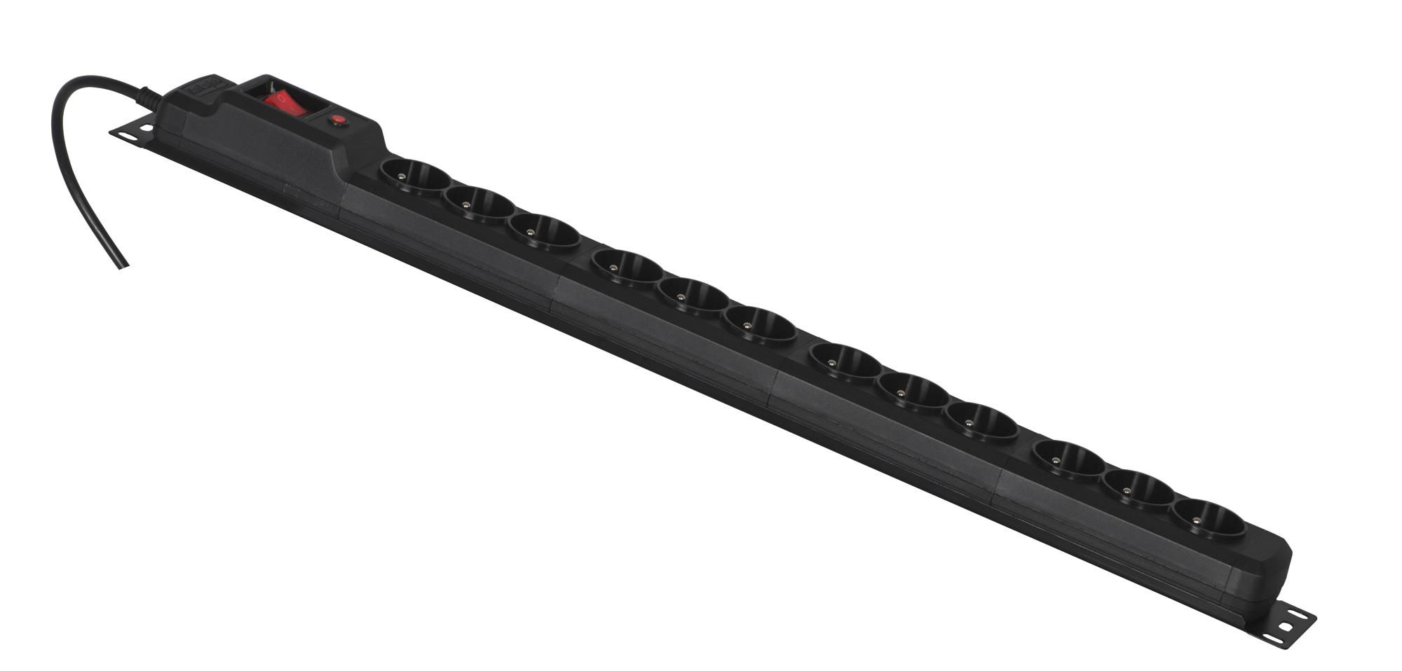 Activejet COMBO 12 socket power strip 1,5m black elektrības pagarinātājs