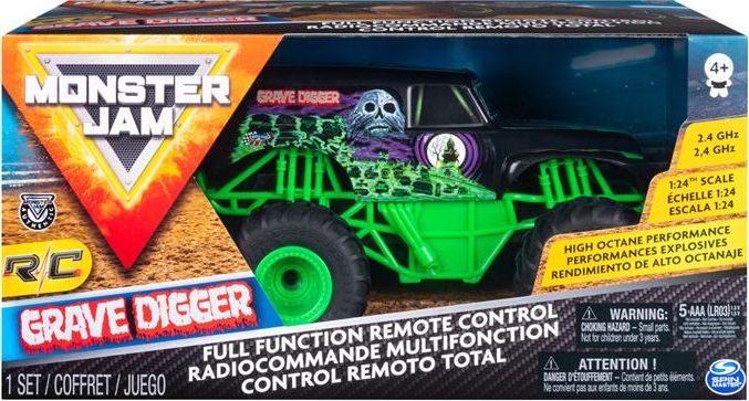 Spin Master Monster Jam 1:24 on Gravedigger radio Radiovadāmā rotaļlieta