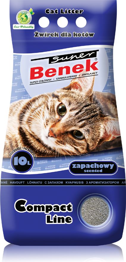Cat litter Super Benek Compact Morski 10 l piederumi kaķiem