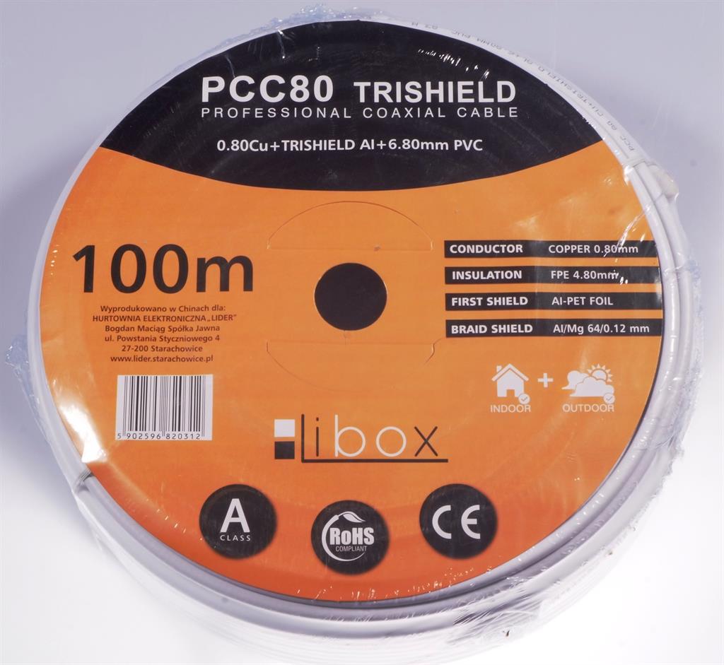 Cable LIBOX SAT Trishield NS50/100m PCC80 kabelis, vads