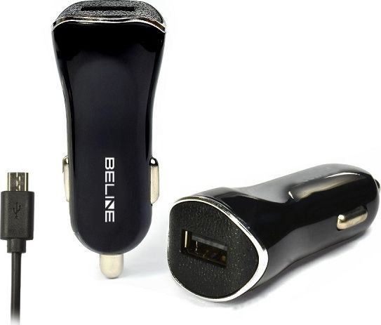 Car charger USB + microUSB 1A black iekārtas lādētājs