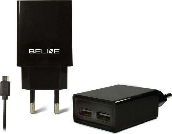 Travel charger 2xUSB + microUSB 2A black iekārtas lādētājs