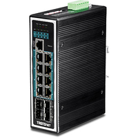 Switch 12-port Indust. Gbit PoE+ DIN Rail metall Lay.2+ 240W komutators