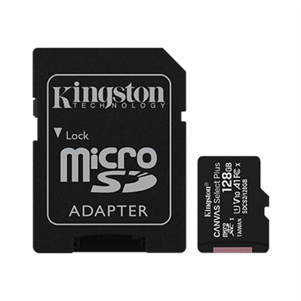 Kingston 128GB micSDXC Canvas Select Plus 100R A1 C10 Card + ADP atmiņas karte