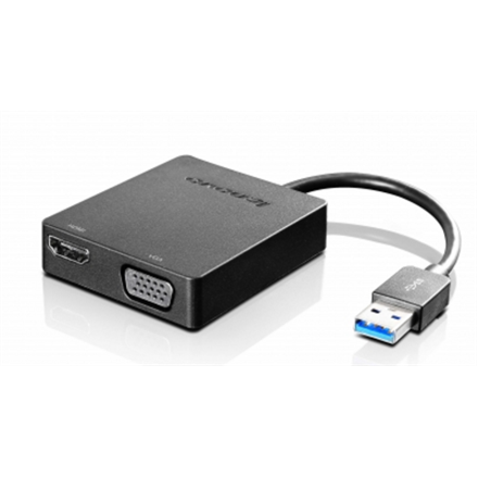 Lenovo Universal USB 3.0 to VGA/HDMI Black, Adapter USB kabelis