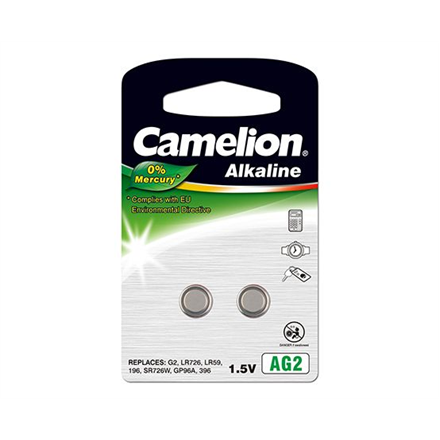 Camelion AG2/LR59/LR726/396, Alkaline Buttoncell, 2 pc(s) Baterija