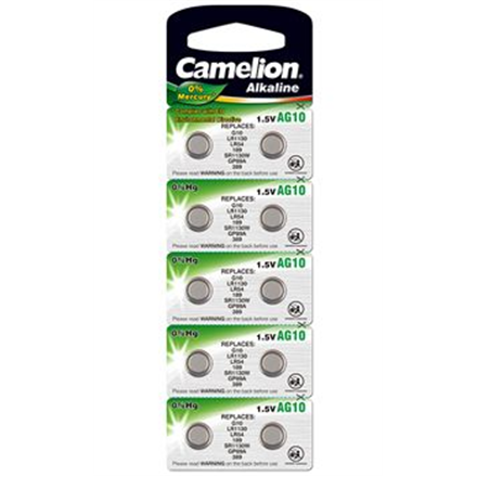 Camelion AG10/LR54/LR1131/389, Alkaline Buttoncell, 10 pc(s) Baterija