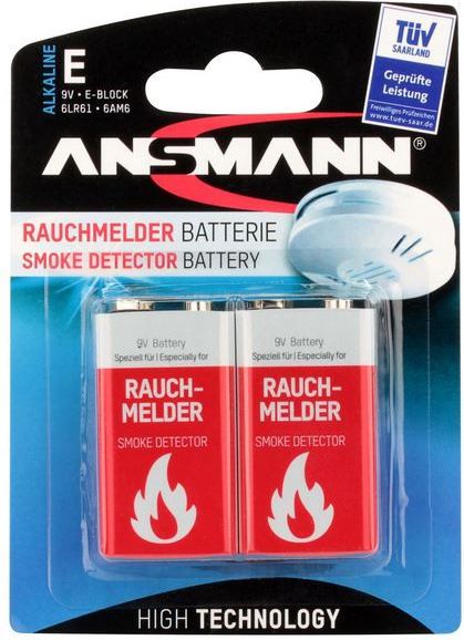 Alkaline battery ANSMAN 9V E-Block smoke detect Baterija