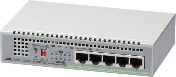 Allied Tel.Switch 5x GE AT-GS910/5E 5x 10/100/1000T est. PSU komutators