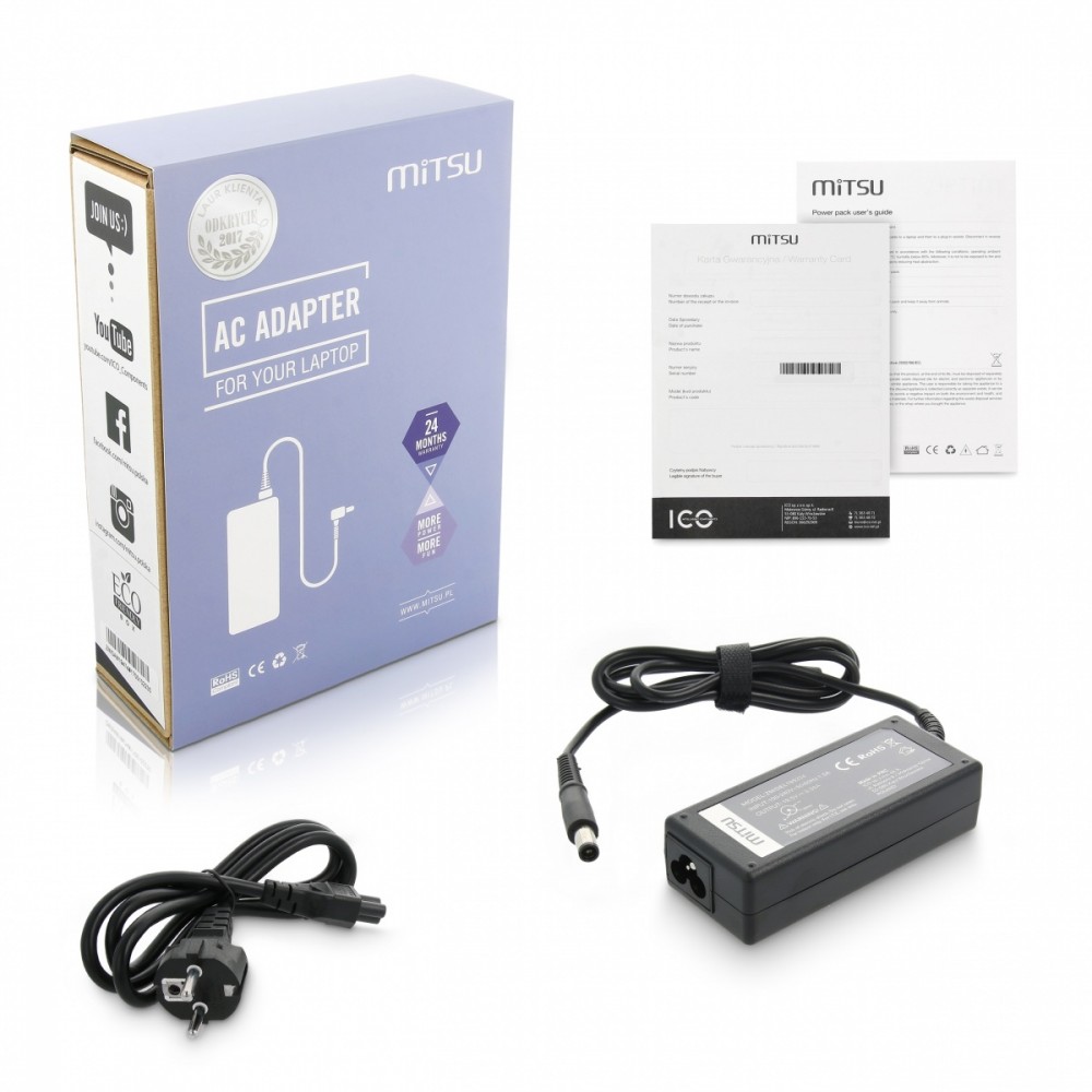 Mitsu AC adapter ZM / DEL195334 DELL 19.5V 3.34A-ZM / DEL195334 portatīvo datoru lādētājs