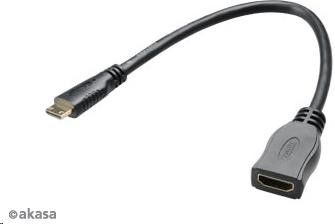 Adapter AV Akasa HDMI Mini - HDMI czarny (AK-CBHD10-25BK) AK-CBHD10-25BK (4710614533608)