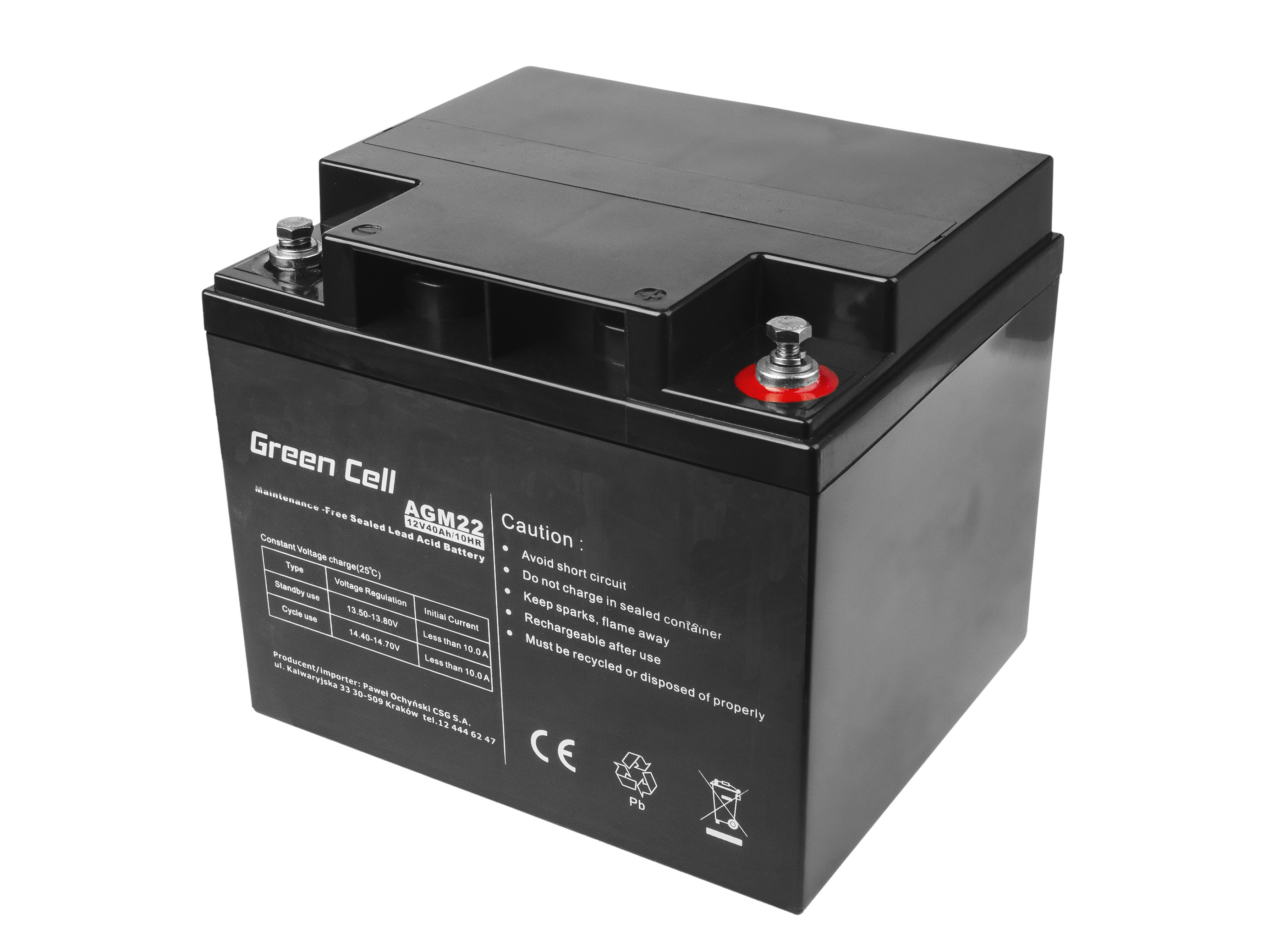 GREEN CELL Battery AGM 12V 40 Ah UPS aksesuāri