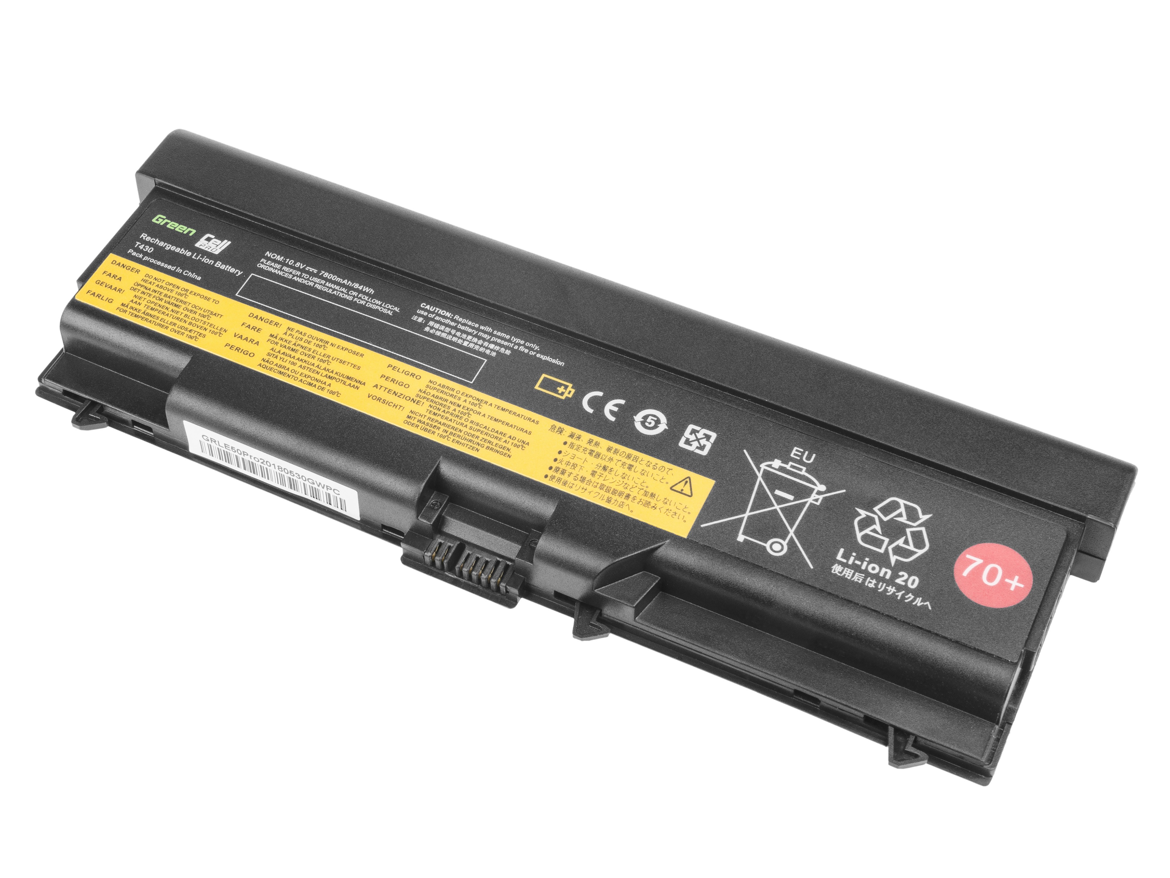 Green Cell PRO Battery for Lenovo ThinkPad L430 L530 T430 T530 W530 / 11,1V 7800mAh akumulators, baterija portatīvajiem datoriem