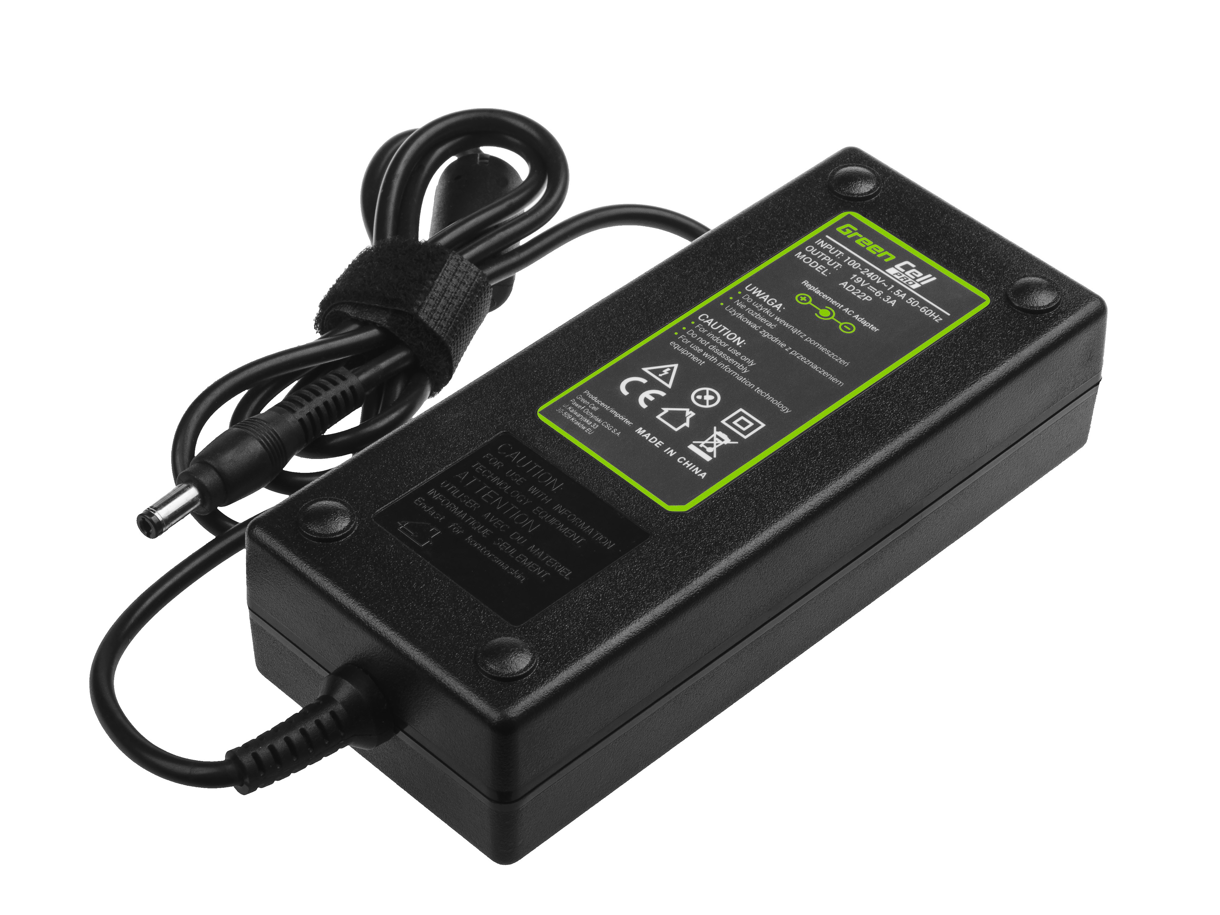 Green Cell PRO Charger / AC Adapter 19V 6.3A 120W for Asus G56 G60 K73 K73S K73SD portatīvo datoru lādētājs