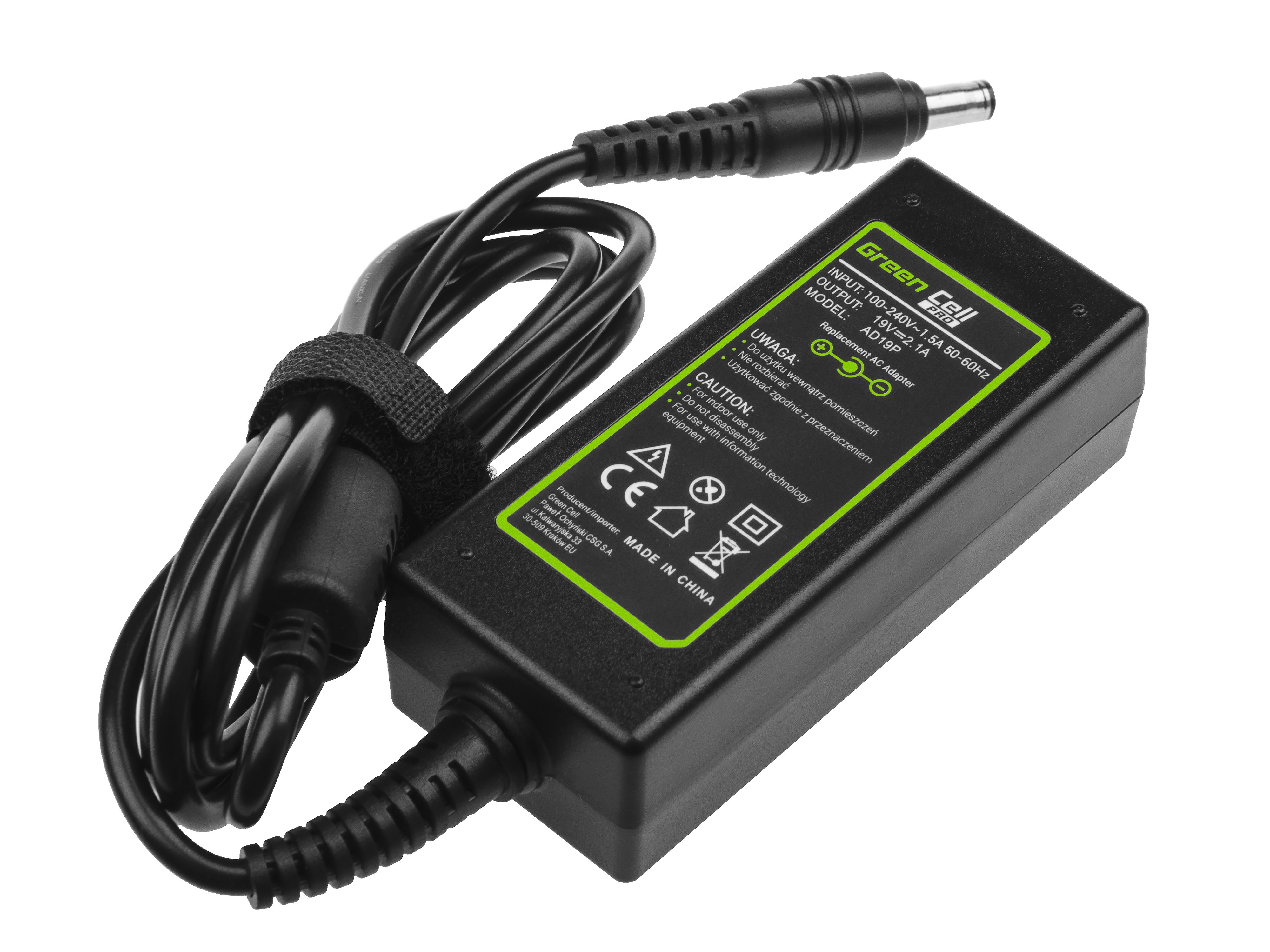 Green Cell PRO Charger  AC Adapter for Samsung N100 N130 N145 N148 N150 NC10 NC110 N150 Plus 19V 2.1A 40W portatīvo datoru lādētājs