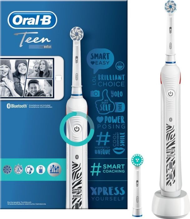 Oral-B Toothbrush Teen, Number of brush heads included 2, Number of teeth brushing modes 1, White mutes higiēnai
