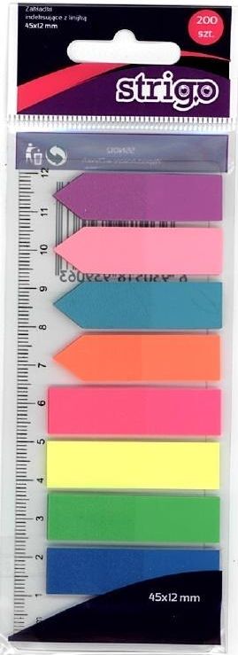 Strigo Zakladki indeksujace Neon z linijka 45x12mm STRIGO 291981 (6930518939223)