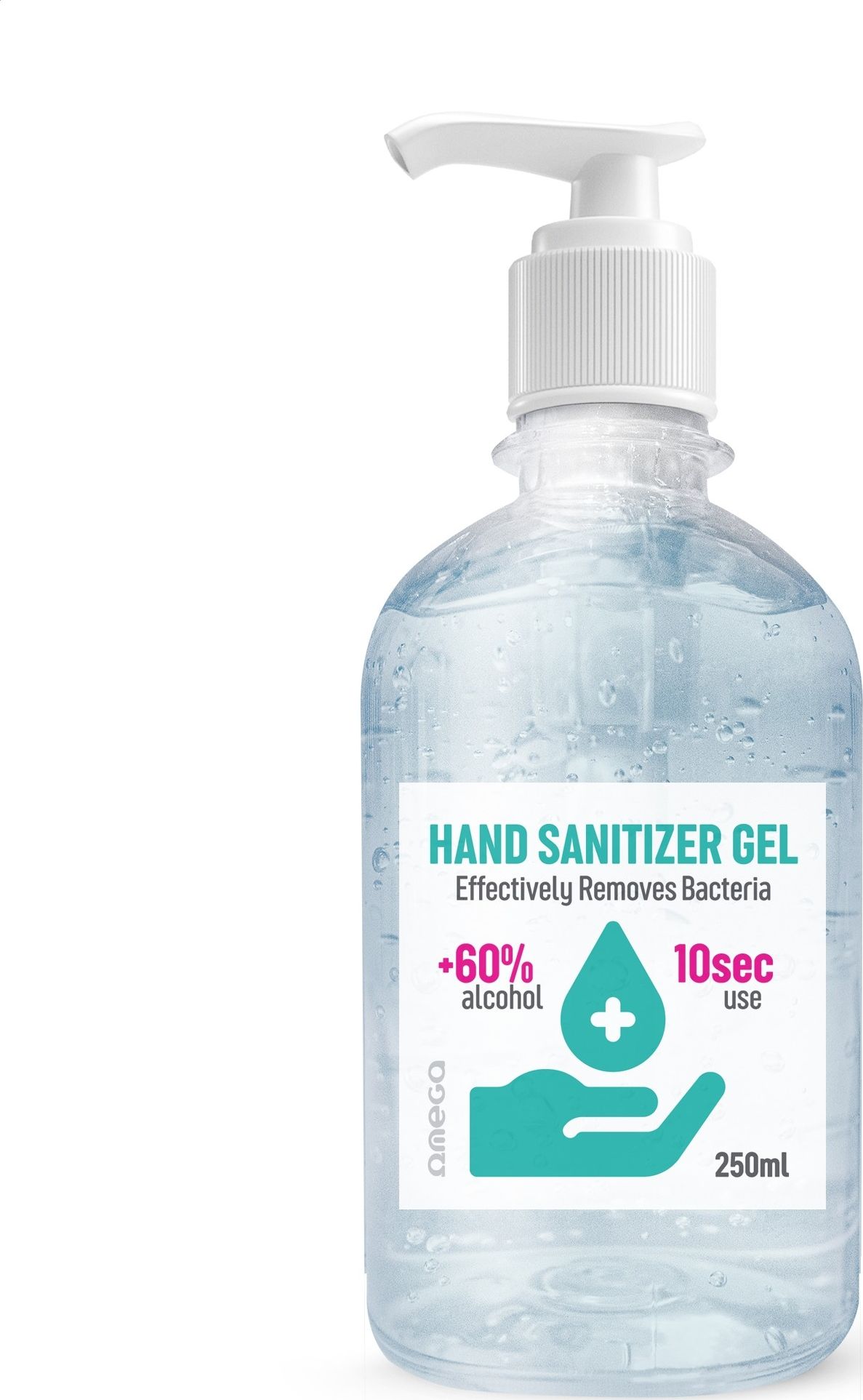 Omega OMEGA HAND SANITIZER 250ML BOTTLE WITH PUMP +60% ALCOHOL[45318] OHS250 (5907595453189)