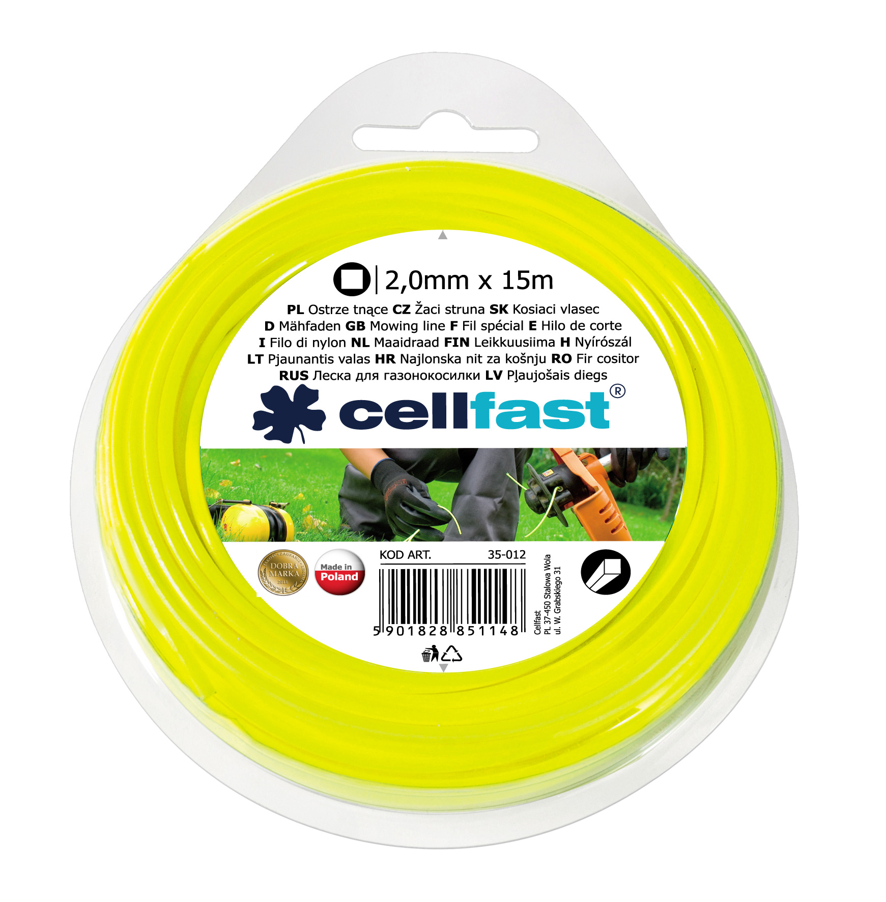 Cellfast Zylka tnaca kwadrat 2mm x 15m (35-012) 35-012 (5901828851148) Zāles pļāvējs - Trimmeris