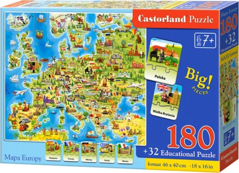 Castorland Puzzle 180 Map of Europe with a quiz puzle, puzzle