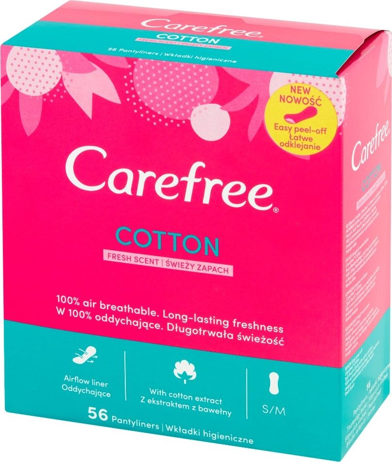 Carefree Carefree Cotton Wkladki higieniczne Fresh Scent - swiezy zapach 1op.-56szt 516321 (3574661486321) kosmētika ķermenim