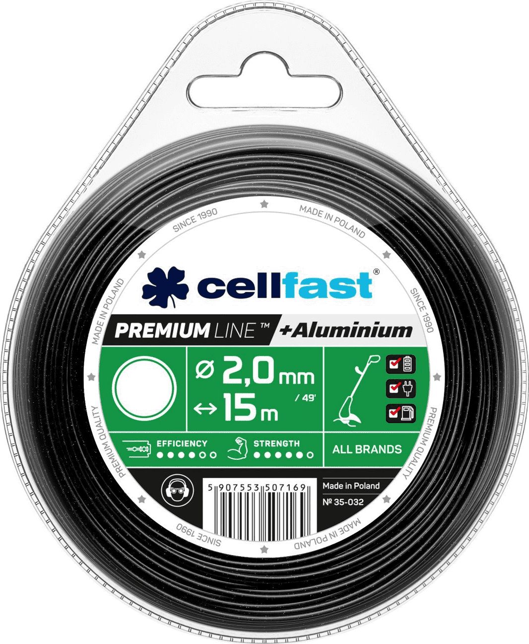 Cellfast zylka tnaca premium 2,0mm / 15m okragla (35-032) 35-032 (5907553507169) Zāles pļāvējs - Trimmeris