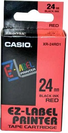 Casio Tasma XR-24RD1, czarny druk/czerwony podklad, nielaminowany, 8m, 24mm XR-24RD1 (4971850123774)