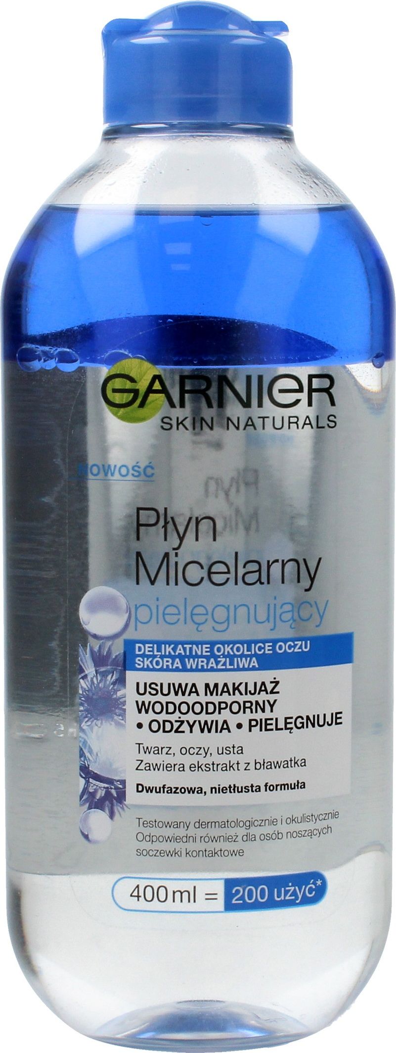 Garnier Skin Naturals Plyn micelarny pielegnujacy dwufazowy z blawatkiem 400ml 0359376 (3600542088619) kosmētikas noņēmējs